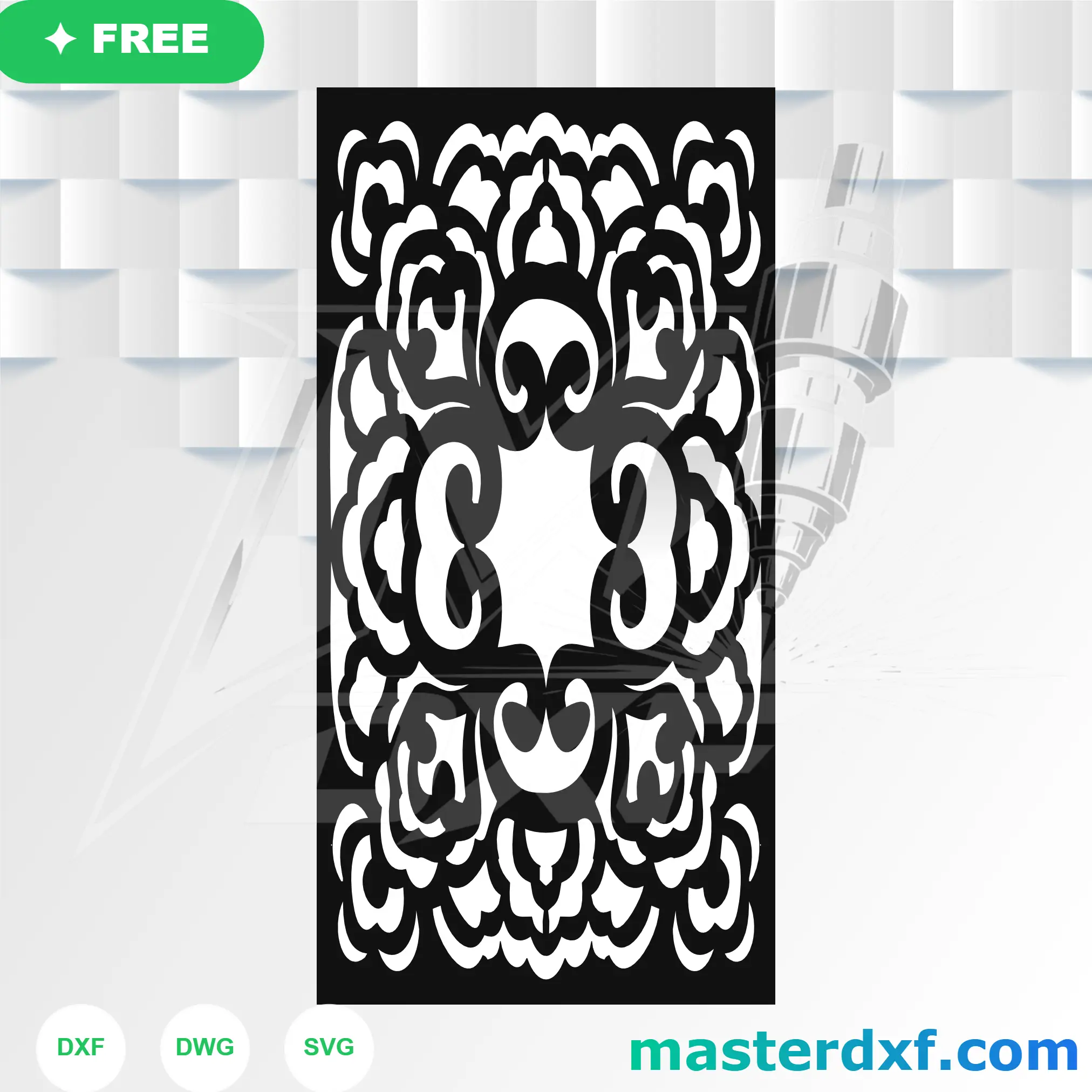 Symmetrical Peacock Bloom DXF Medallion for Ornamental Gates DXF File